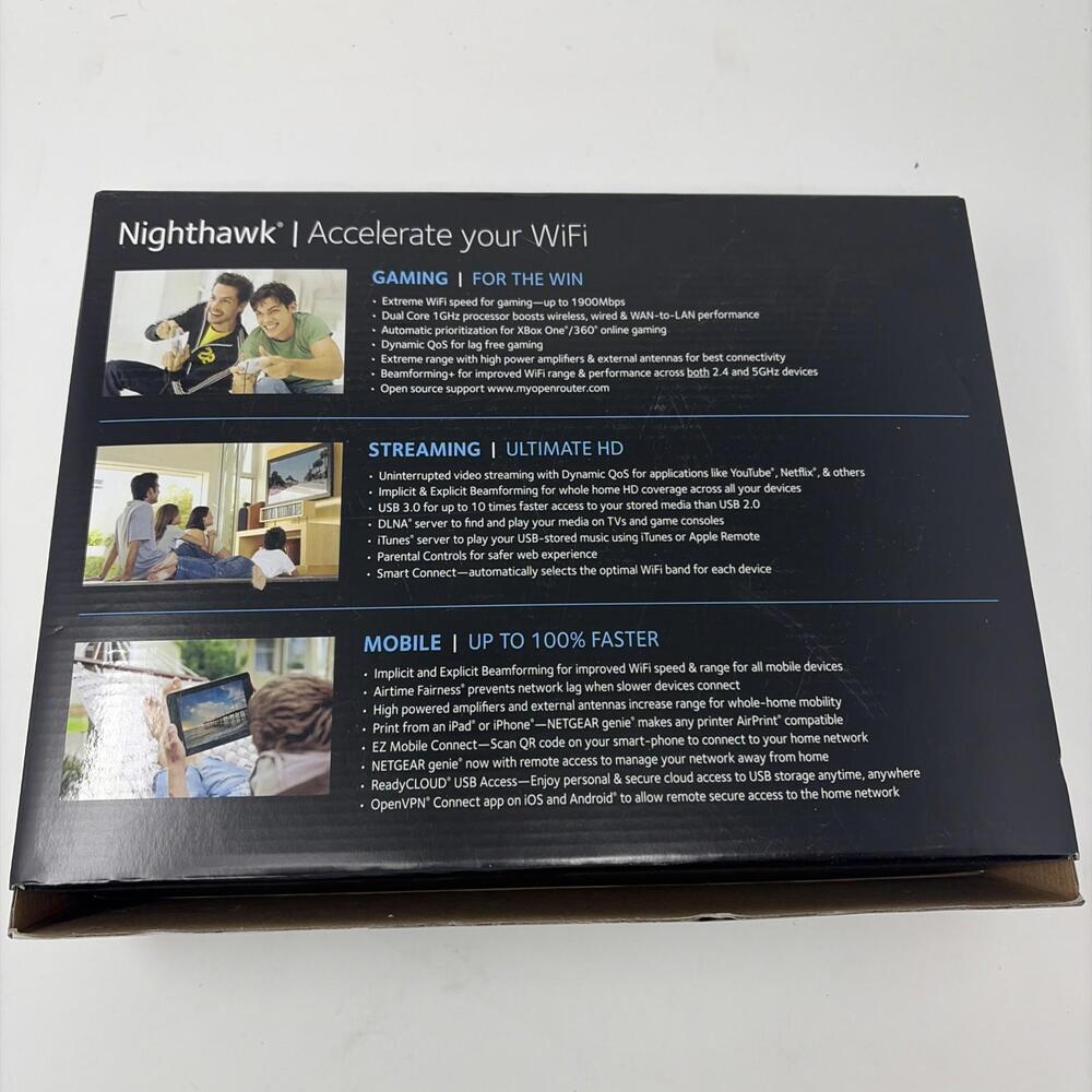 NETGEAR Nighthawk R7000 AC1900 Smart WiFi Router Complete - Picture 6 of 9